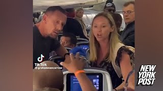 Raging airplane passenger defends her right to recline in latest flight dustup ‘I’m allowed’ [upl. by Hgielar]