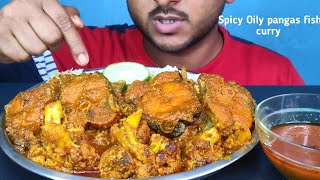 Spicy Oily Pangasius Fish  Pangash Fish Curry Eating With Rice  Spicy oily fish curry BhukkhadBoy [upl. by Kcarb]