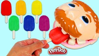 Feeding Mr Play Doh Head Rainbow Popsicles [upl. by Ahsekim]