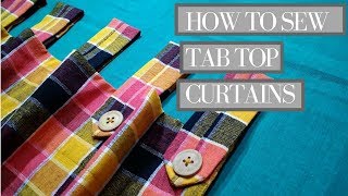 how to make Curtains DIY Tab Top Curtains with wooden button loop Easy DIY Curtains [upl. by Shanley282]