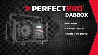 PerfectPro DABBOX JOBSITE RADIO DAB FM BLUETOOTH RECHARGEABLE [upl. by Bernardina15]