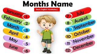 Months of The Year with Spellings Slow Version For Kids  Preschool Learning Learn Months Name [upl. by Merill]