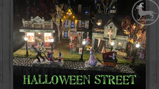 Halloween Street Village Display Cobblestone sidewalks and street lamps Department 56 Halloween [upl. by Annaert]