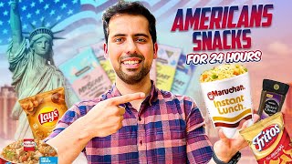 Trying Out American Snacks For 24 Hours  cravingsandcaloriesvlogs [upl. by Alyworth]