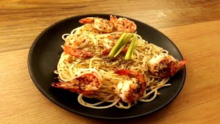 SPAGHETTI GARLIC SHRIMP SCAMPI  Mee Goreng Orang itali [upl. by Aekahs]