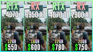 RTX 4070 vs RX 6950 XT vs RTX 4070 TI vs RX 7900 XT  Test in 12 Games  1080p  1440p  4k [upl. by Hildegarde]