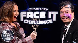 Face It Challenge with Demi Lovato  The Tonight Show Starring Jimmy Fallon [upl. by Leahcimsemaj]