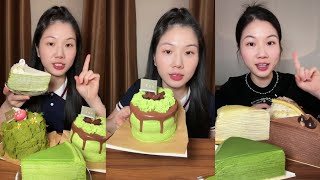 Asmr Eat Matcha and Taro Desserts A Delicious Selection of ChineseInspired Cakes and Sweets [upl. by Russia91]