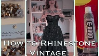 DIY How to add sparkle to a vintage dress with rhinestones by CHERRY DOLLFACE [upl. by Efi86]