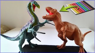 TREX vs THERIZINOSAURUS WITH CLAYPLASTILINA Jurassic World Dominion [upl. by Denni]