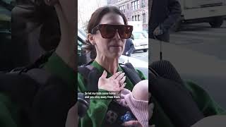 Hilaria Baldwin responds to paparazzi after her husband is charged with involuntary manslaughter [upl. by Burney]