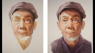 Watercolor portrait painting tutorial  old man portrait [upl. by Ahsoyem]