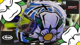 Arai RX7V Diamond White Yorkshire Rose Helmet by DDK Airbrushing [upl. by Magdalena]