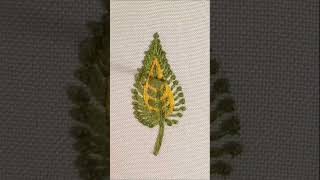 Autumn Leaves Wool Embroidery 2 leaves  Decorative Stitches Short [upl. by Innoc]