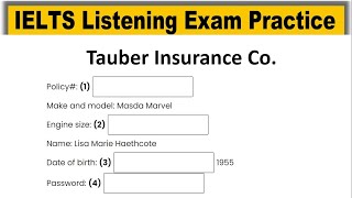 Tauber Insurance listening test 2024 with answers  IELTS Listening Practice Test 2024  Real Exam [upl. by Sande]