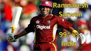 🏏 RamnareshSarwans unbeaten 99 104b vs India Ahmedabad 2002 Fours8 Batting [upl. by Hashum]