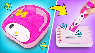 DIY Paper Squishies 🌸 My Melody School Supplies  Fun Crafts [upl. by Birkle841]