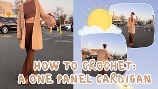 how to crochet one panel easy comfy cardigan perfect for beginners [upl. by Eelarol]