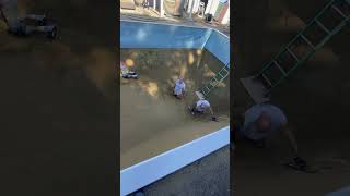 Retroweling a Sand bottom Pool before liner repair pool poolguy [upl. by Atnovart]