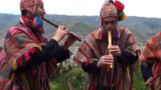 Peruvian flute band plays above Cusco Peru [upl. by Keldon]