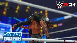 Who Will Win Bray Wyatt vs John Cena vs AJ Styles WWE Title Match – WWE 2K24 SmackDown [upl. by Anayt]