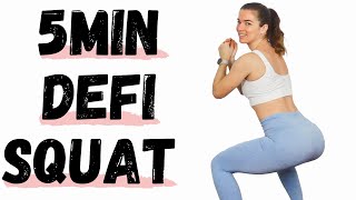 5min défi Squat  Exercices pour renforcer les fessiers et les cuisses sans matériel [upl. by Htiek]