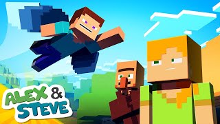 STEVE CAN FLY  Alex and Steve Life Minecraft Animation [upl. by Lemahs]