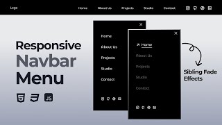 Responsive Navbar Using HTML CSS And JavaScript [upl. by Lowery]