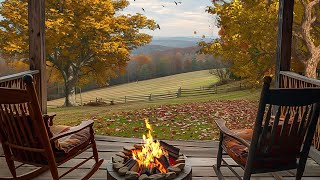 Autumn Forest Retreat 🍁 Firepit Gentle Rustling Leaves amp Nature Sounds for Ultimate Relaxation [upl. by Lemuelah]