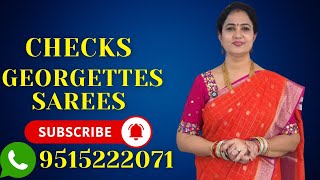 Checks georgettes sarees at best price 9515222071  Sree Nava Media Sarees [upl. by Knighton910]