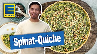 SpinatQuiche Rezept  Quiche mit Spinat und Ziegenkäse [upl. by Zetes]