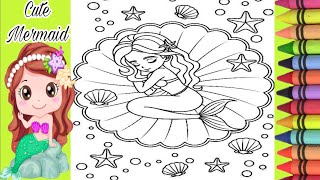 Coloring Little Mermaid Sleeping in shallLittle Mermaid Coloring PageColoring bookfun Page [upl. by Healion254]