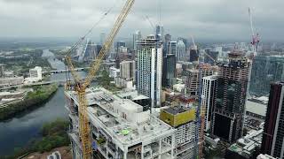 Downtown Austin Rainey Street towers construction hyperlapse 031524 [upl. by Zinck]