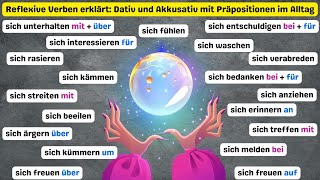 Alle wichtigen Reflexivverben A2 Dativ und Akkusativ mit Präpositionen im Alltag Deutsch lernen A2 [upl. by Huckaby867]