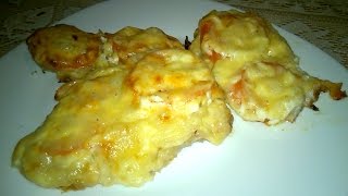 Bake Pork Chops in Oven with onions tomatoes cheese  Russian Recipes [upl. by Annayd]