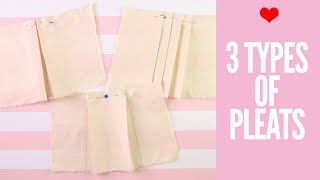 How to Sew Pleats  Box Pleat Knife Pleat Inverted Box Pleat [upl. by Pahl853]