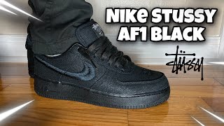 NIKE STUSSY AF1 BLACK REVIEW ON FEET  RESELL PREDICTIONS AF1 OF THE YEAR [upl. by Anerak]