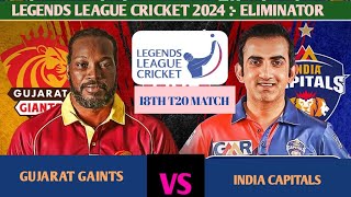 INDIA CAPITALS VS GUJARAT GIANTS live match  legend league 2024  INDC vs GRTG live match [upl. by Otreblig]