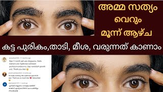 മൂന്ന് ആഴ്ചക്കുള്ളിൽ Thick Eyebrow amp Beard growപുരികം വളർന്നു വരുന്നത് തെളിവായി കാണാം😱 [upl. by Siward]