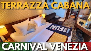 Carnival Venezia Terrazza Cabana Balcony Stateroom Tour 5206 [upl. by Aneeres119]