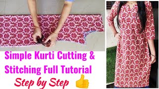 Kurti Cutting and Stitching Step by Step  KurtiSuitkameez Cutting and Stitching Full Tutorial [upl. by Florin]