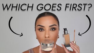 CORRECT ORDER OF CONCEALER FOUNDATION AND POWDER APPLICATION  NINA UBHI [upl. by Nod541]