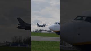 F16 RNLAF Takeoff Charleroi Airport [upl. by Acinomaj246]