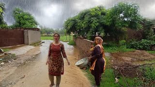 Heavy Rain In The Village of Pakistan  Village Life In Rain [upl. by Jedthus]