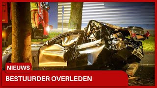 Auto crasht na stopteken politie in Apeldoorn bestuurder overleden [upl. by Airdnaxela]