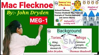 Mac flecknoe poem summary in EnglishHindi by John Dryden meg1ignou [upl. by Eurd]