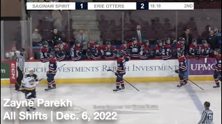 Zayne Parekh SAG19  All Shifts  Saginaw Spirit vs Erie Otters OHL  12 06 2022 [upl. by Johppah]