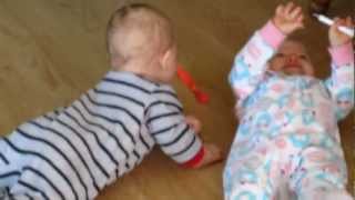 7 month old Twins 1st fight [upl. by Colston678]