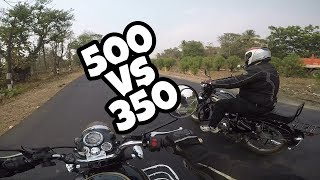 Royal Enfield Bullet 500 Vs Bullet 350  Comparison review  ft Bullet Diaries [upl. by Ecinnej349]