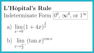 L’Hopital’s Rule Indeterminate of the Form 00 Infinity0 1Infinity [upl. by Niawtna]